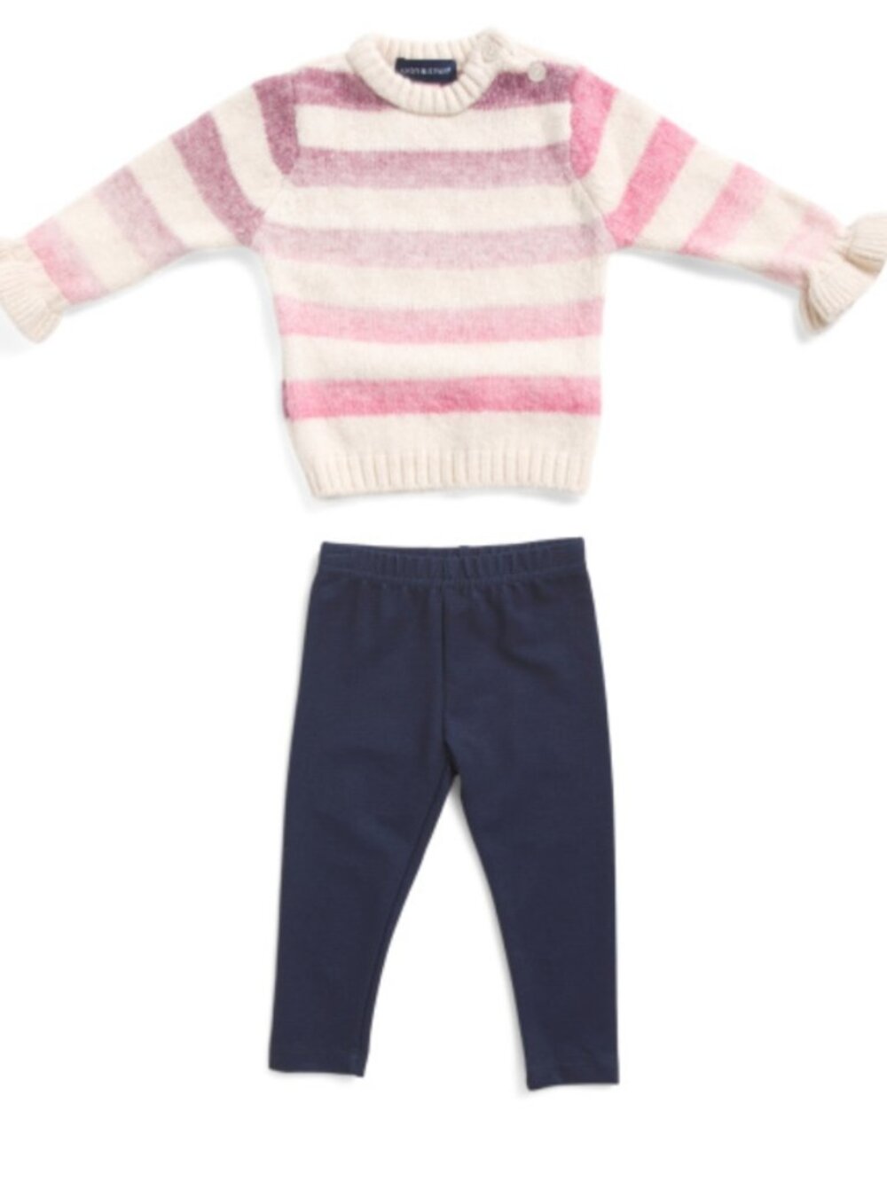 NWT ANDY AND EVAN Infant Girls 2pc Wool Blend Ombre Striped Sweater and Leggings